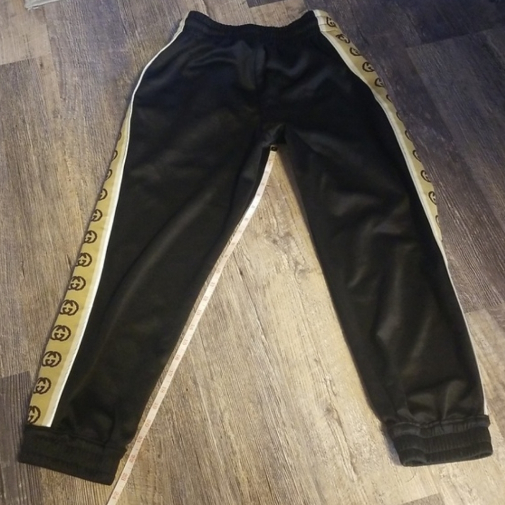 Gucci GG Small Monogram Legs Black Tan Reflective Trim Track Suit Jogger Bottoms - Picture 7 of 12
